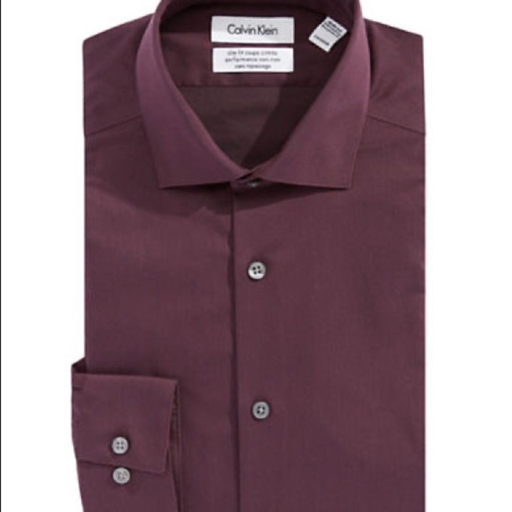 Calvin Klein Slim Fit Performance Dress Shirt-RUBY-15.5-34/35